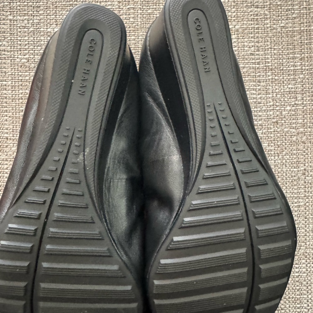 Cole Haan Black Wedge Ballet Flats with Gold Buckle - Picture 7 of 10